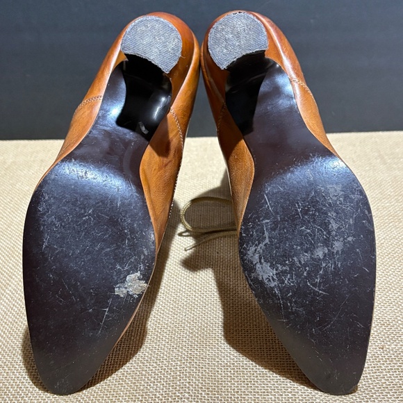 VTG WomensVictorian Edwardian Leather Lace-Up Boots Sz 10 Steampunk brown FLAWS - Picture 7 of 14